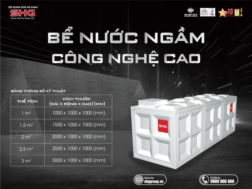 Bể nước ngầm inox SHG – Minh họa từ nhà sản xuất