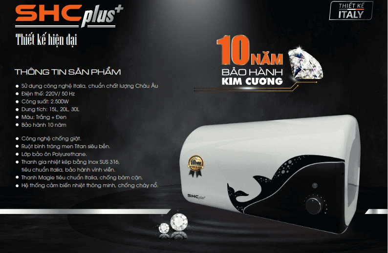 Bình nước nóng SHC N20 PLUS – Minh họa từ nhà sản xuất