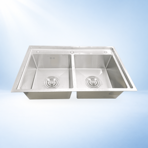 Chậu rửa 2 ngăn cao cấp HANDMADE SHG8350S – ảnh sản phẩm nền studio