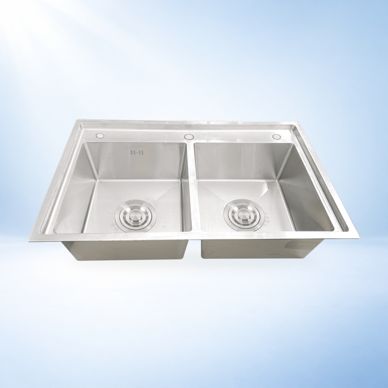 Chậu rửa 2 ngăn cao cấp HANDMADE SHG8350S – ảnh sản phẩm nền studio